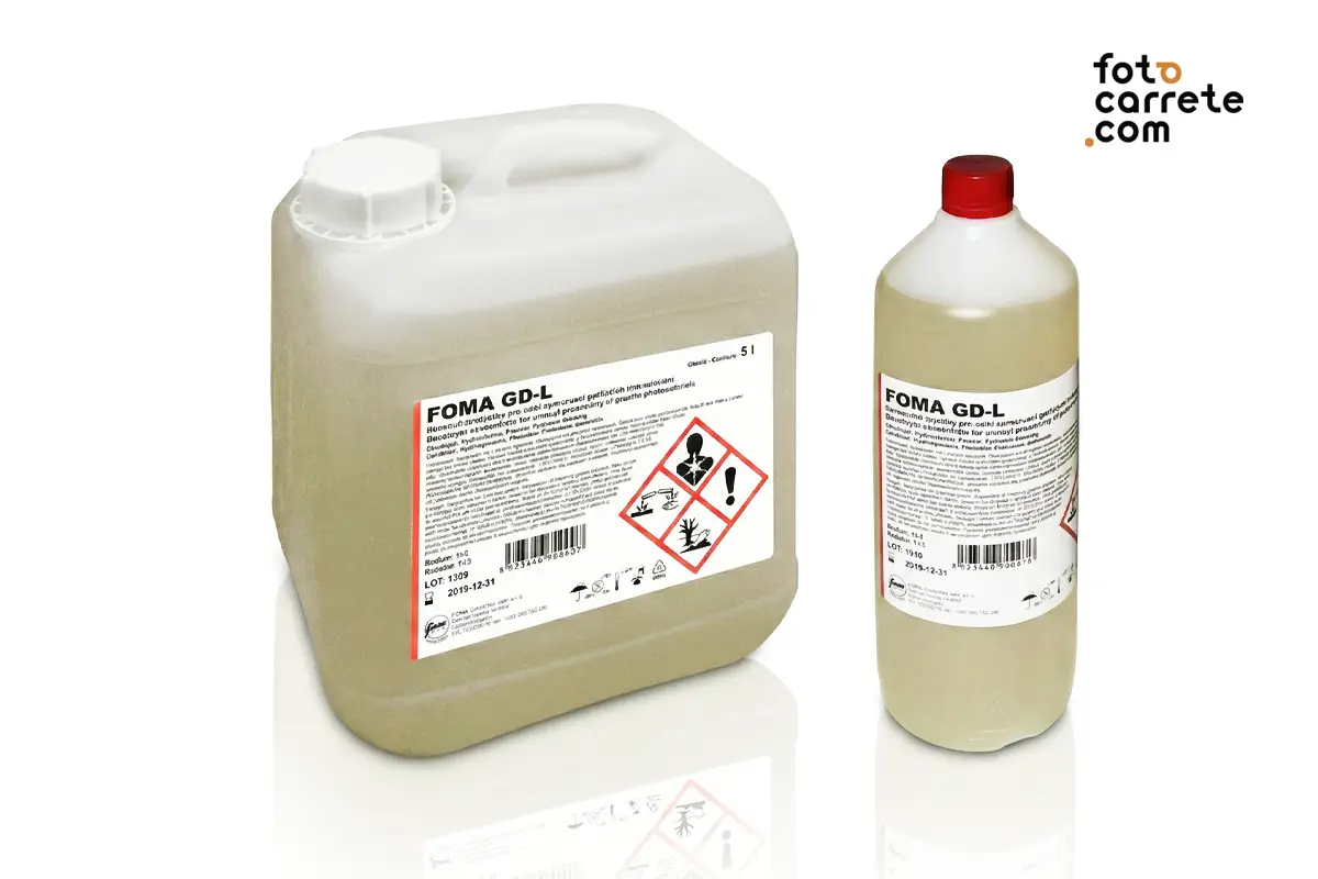 Revelador Foma GD-L en garrafa de 5 litros y botella