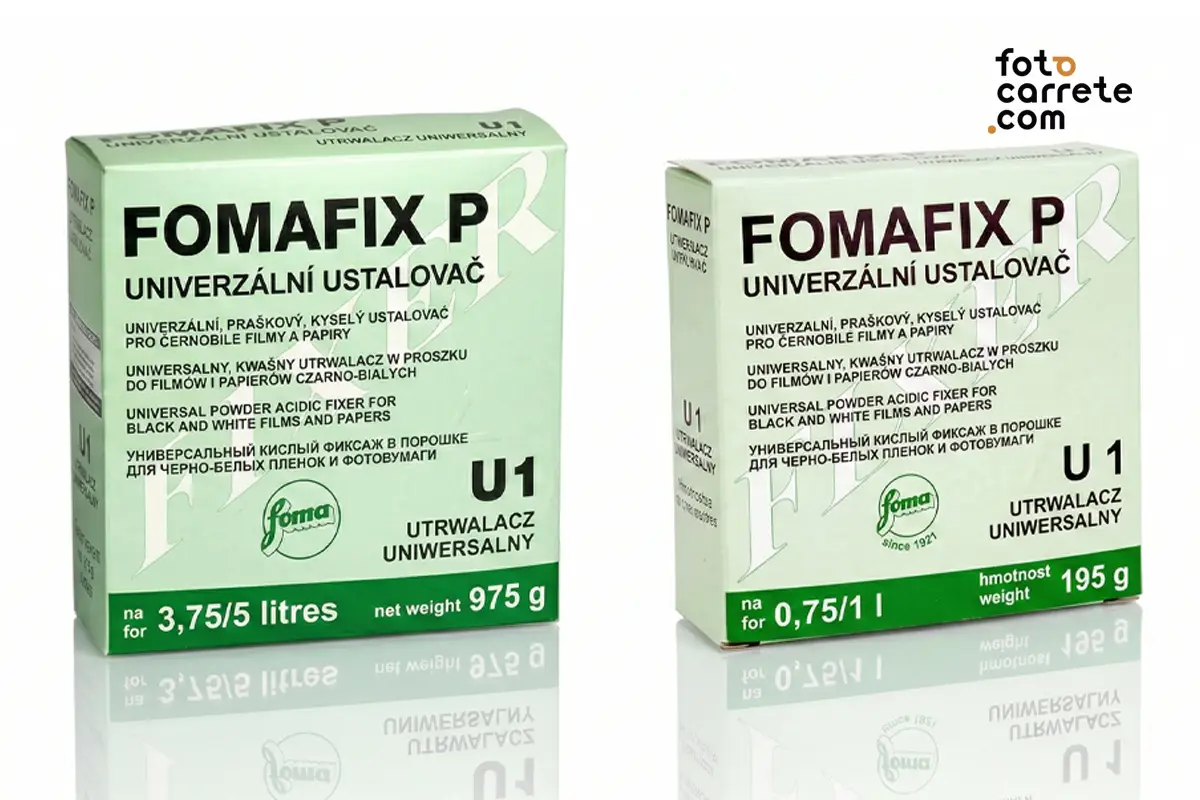 Cajas del fijador universal en polvo Fomafix P de 5 litros y 1 litro