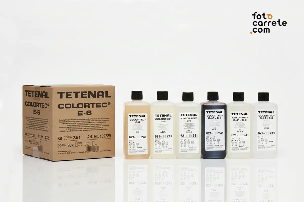 Componentes químicos del kit Tetenal Colortec E-6