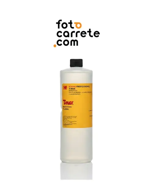 Botella de fijador líquido Kodak Professional T-Max Rapid Fixer de 1 litro.