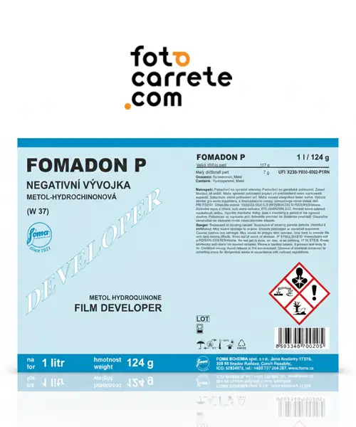 Caja de revelador en polvo Fomadon P para película en blanco y negro 1 litro