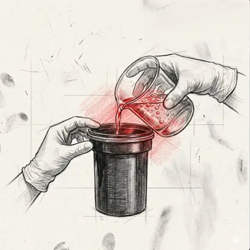 Revelado manual de carretes blanco y negro en tanque laboratorio FotoCarrete.