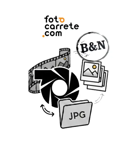 FotoCarrete Revelado blanco y negro negativos digital copias 10x15 jpg