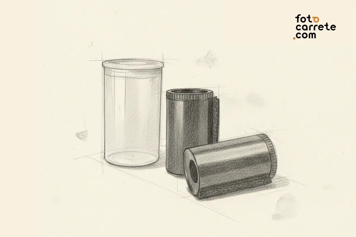 Boceto de chasis recargables vacíos para película fotográfica de 35mm
