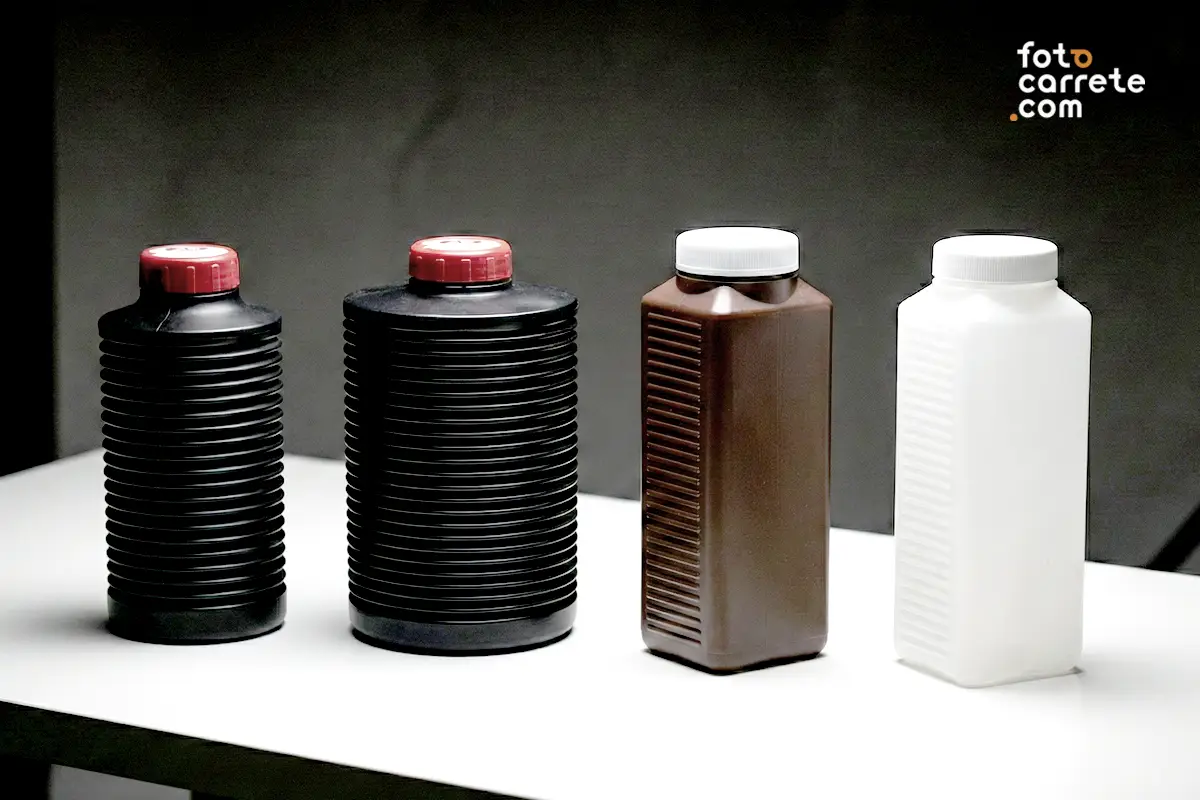 Botellas de fuelle y botellas rígidas de polietileno para químicos.