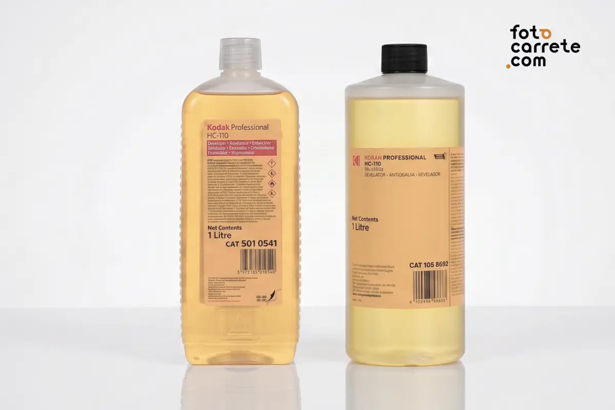 Comparativa de envases del revelador fotográfico HC-110
