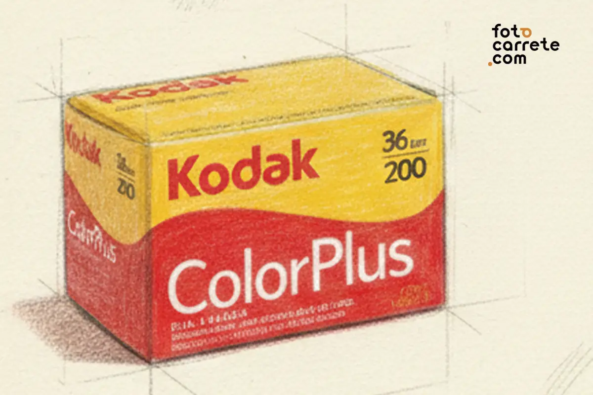 Caja de carrete Kodak ColorPlus 200 en color de 36 exposiciones formato 35mm