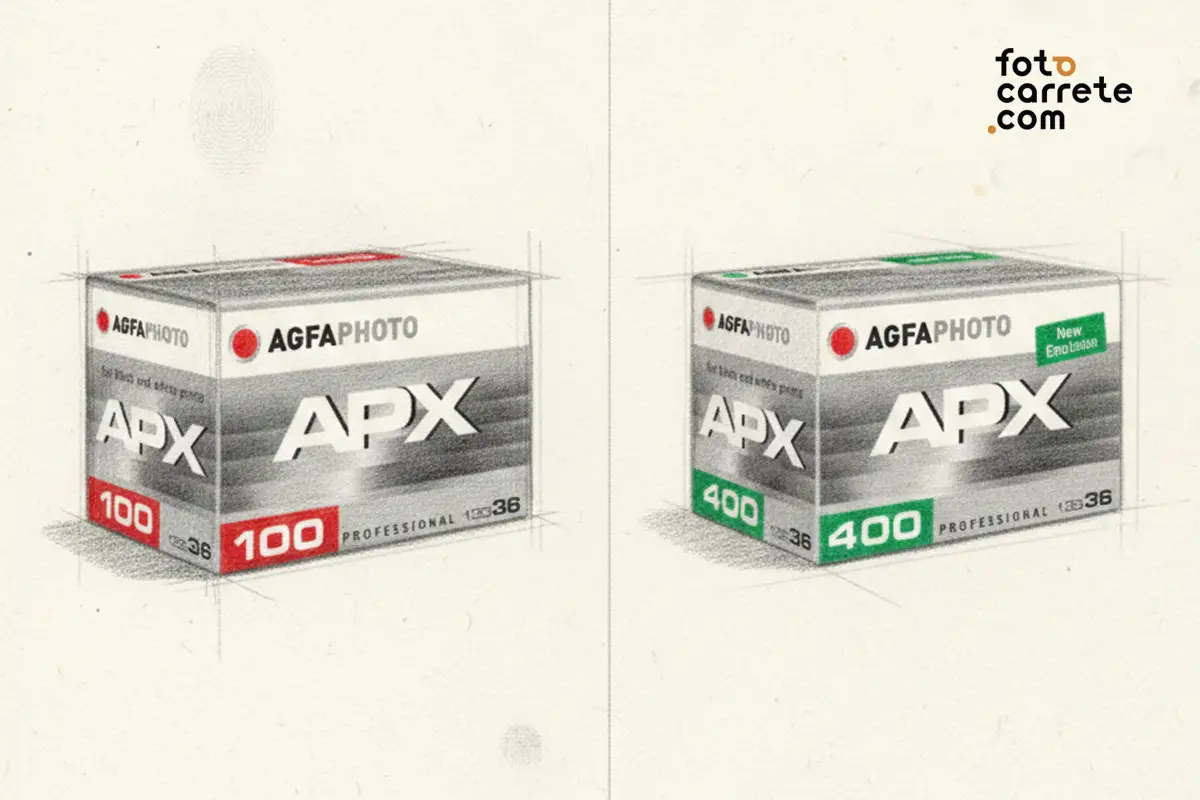 Cajas de carretes AgfaPhoto APX 100 y 400 Professional en blanco y negro formato 35mm