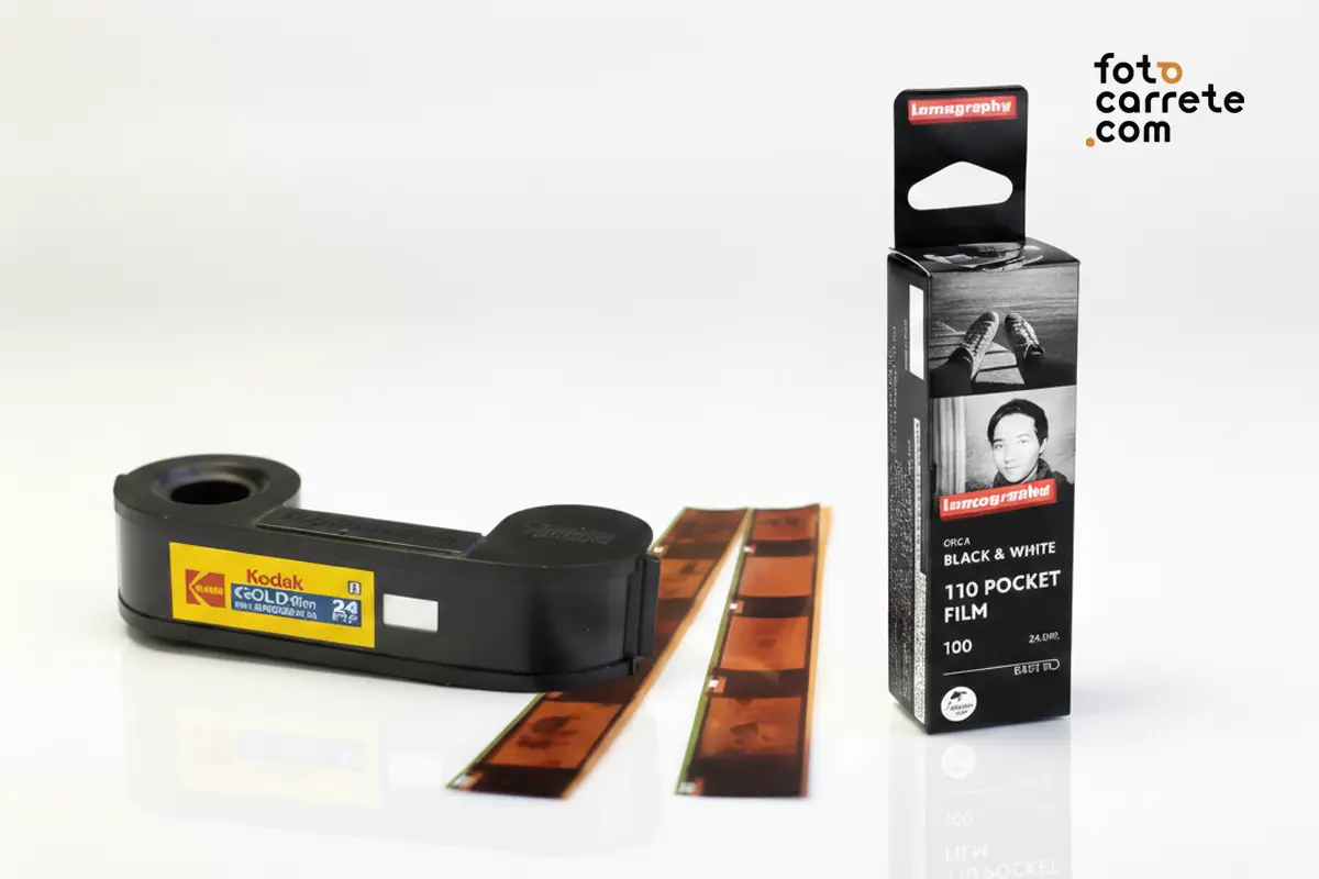 Carrete y tiras de película formato 110 Kodak y Lomography
