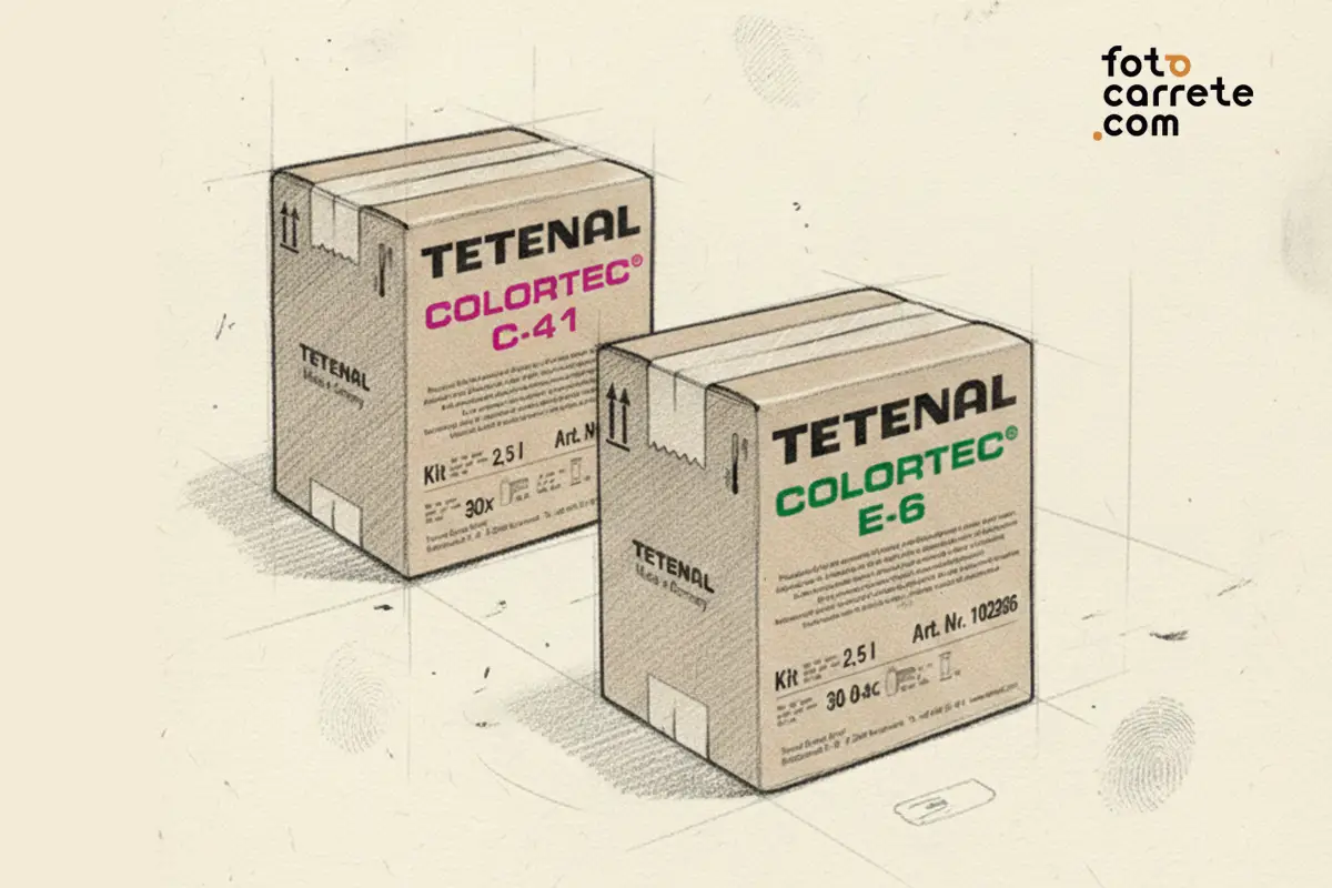 Ilustración de kits Tetenal Colortec C-41 y E-6