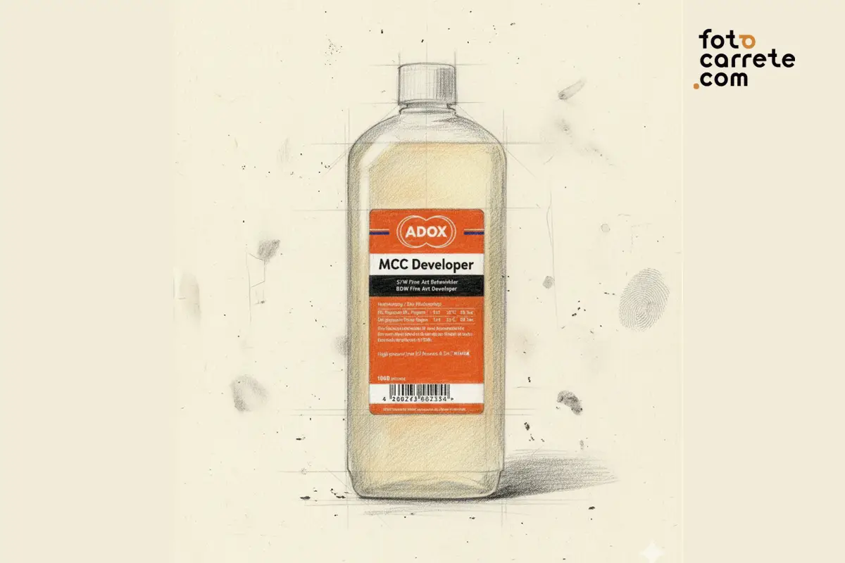 Dibujo de botella de revelador ADOX MCC Developer