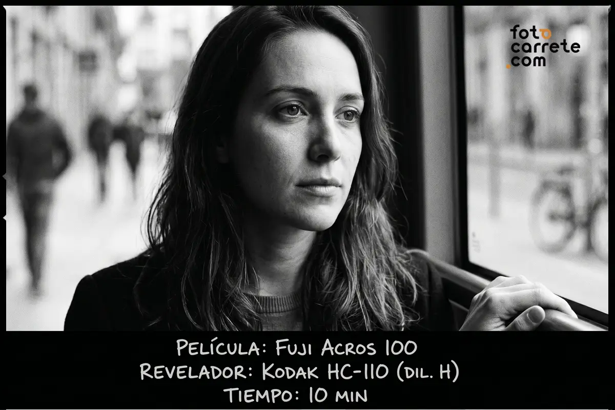 Retrato en blanco y negro revelado con Fuji Acros 100 y Kodak HC-110