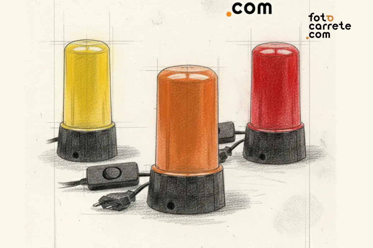 Dibujo de luces de seguridad amarilla, naranja y roja