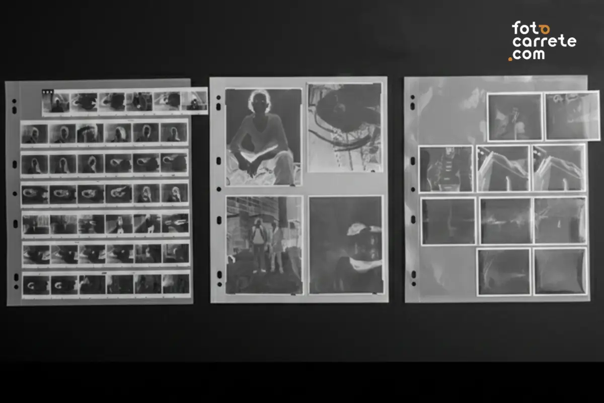 Diferentes formatos de hojas de archivo para negativos de 35mm y 120.