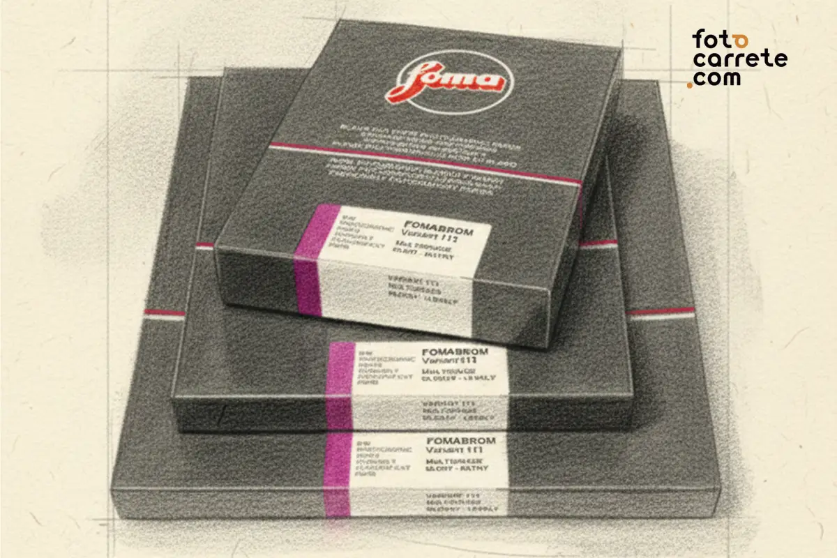 Cajas de papel fotográfico Fomabrom Variant 111 de varios tamaños.