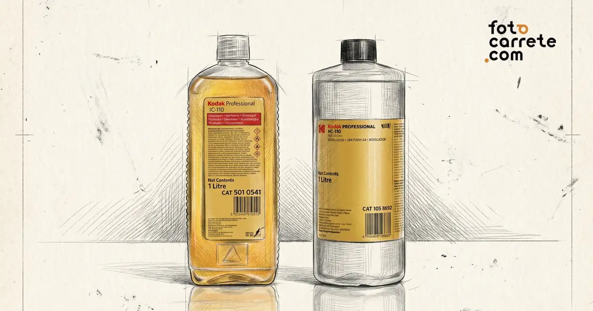 Dos botellas de revelador fotográfico Kodak Professional HC-110