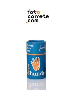 Bote cilíndrico azul del carrete de fotos a color 4hundred de 400 ISO.