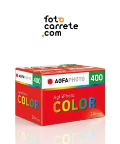 Caja roja del carrete de fotos AgfaPhoto Color 400 de 24 exposiciones.