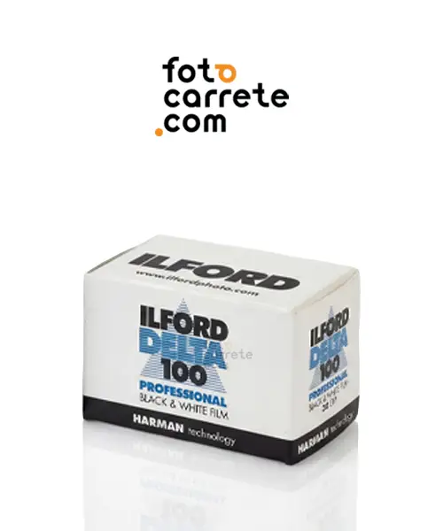 Caja de la película Ilford Delta 100 Professional en blanco y negro
