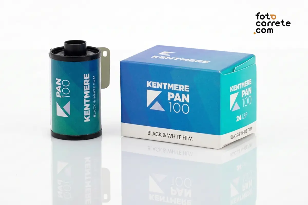 Carrete y caja Kentmere Pan 100 de 24 fotos en formato 35mm
