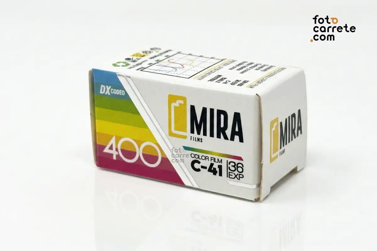Caja del carrete Mira Films Color 400 de 36 exposiciones proceso C-41