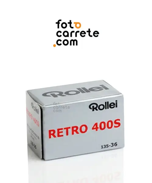 Carrete de fotos blanco y negro Rollei Retro 400S formato 35mm