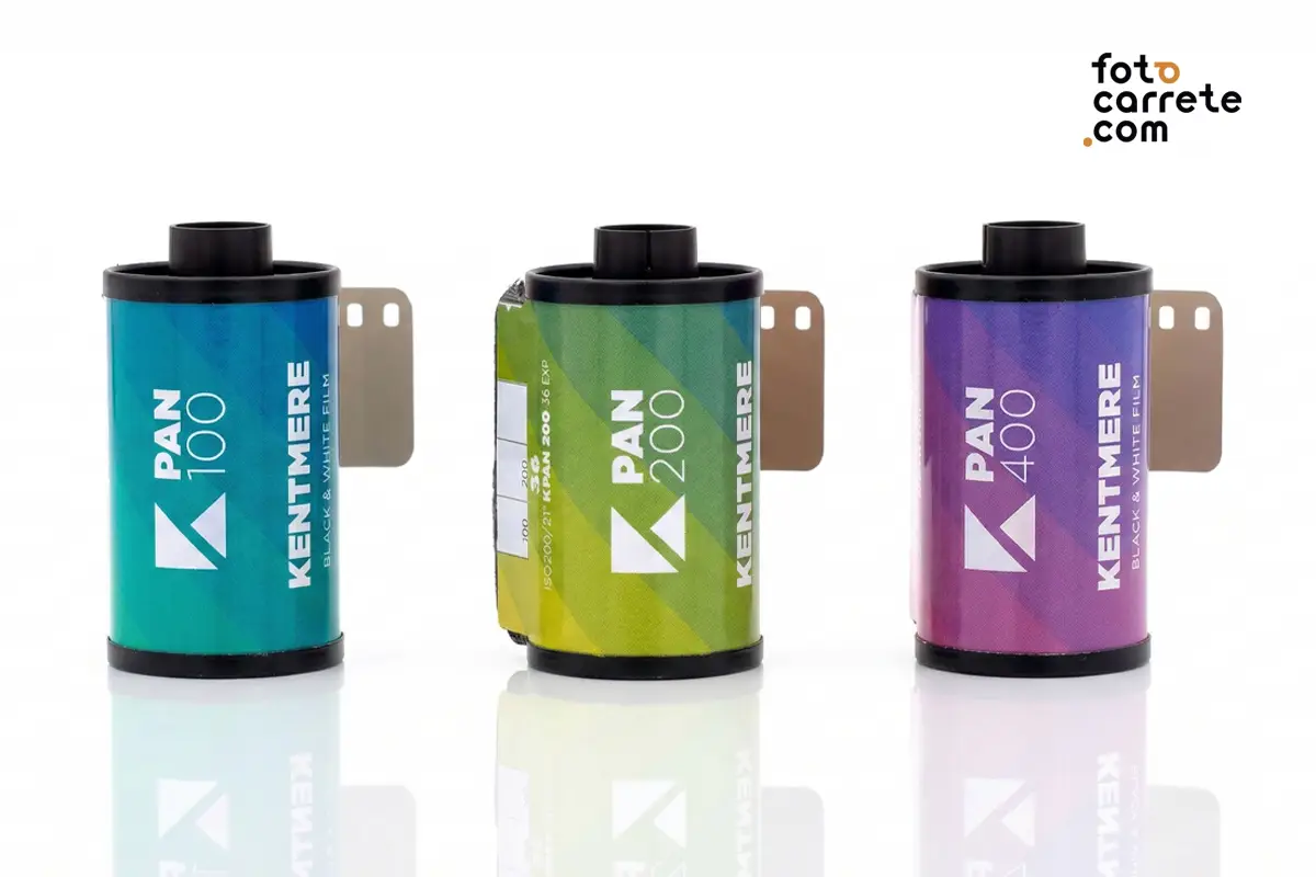 Familia de carretes analógicos Kentmere Pan en formato 35mm