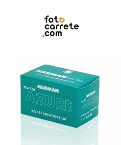 Caja de película creativa Harman Switch Azure 125 en formato 35mm.