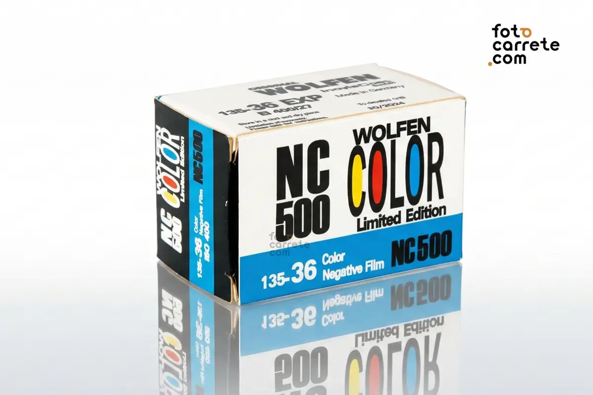 Caja del carrete de cine a color Orwo Wolfen NC500 Limited Edition