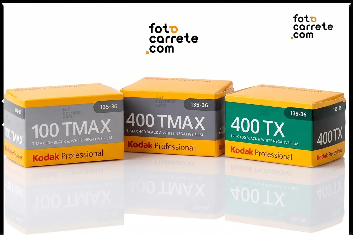 Cajas de carretes Kodak T-MAX 100, T-MAX 400 y TRI-X 400