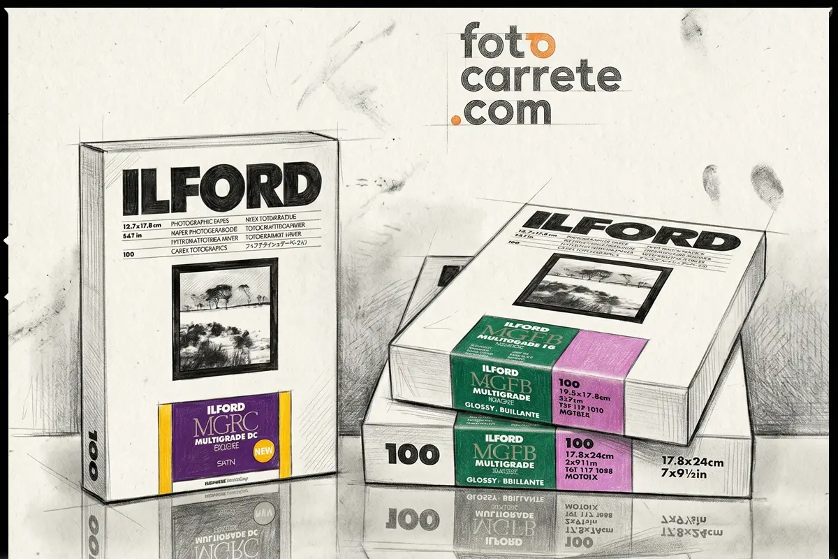 Dibujo Blog papel revelado rc y fb resina y baritado de la marca ilford