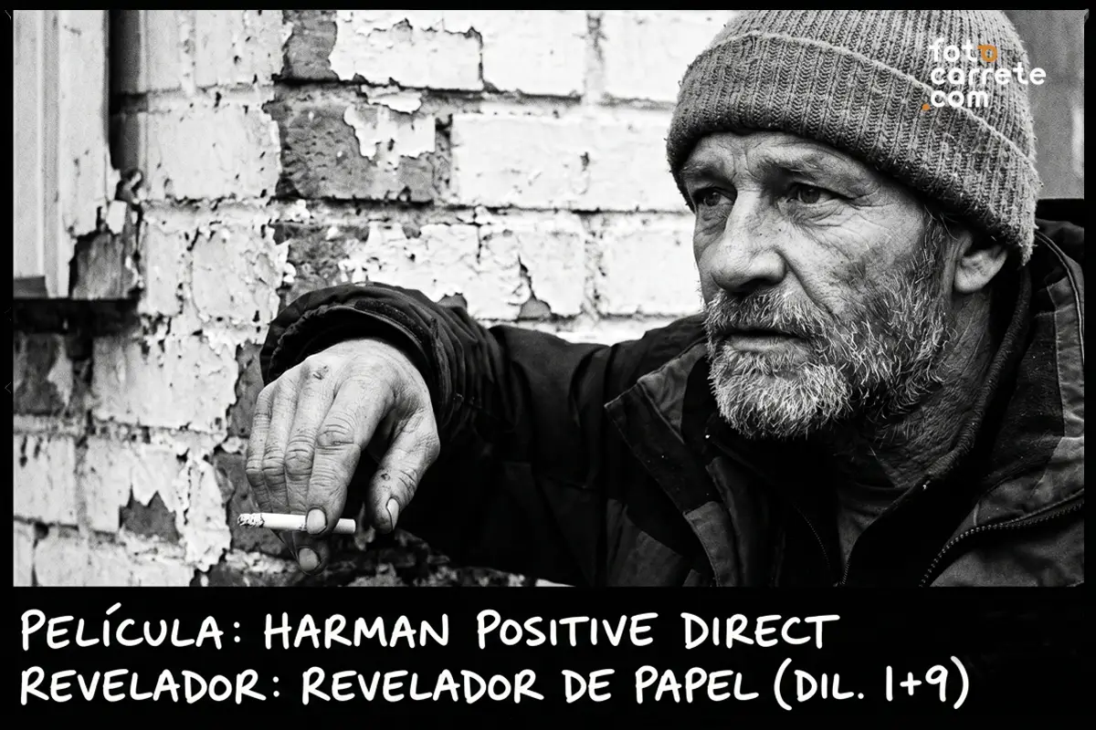 Retrato urbano en blanco y negro revelado con Harman Positive Direct