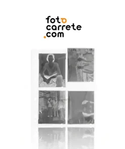 Funda transparente de archivo con cuatro negativos fotográficos en blanco y negro. 4x5 y 9x12