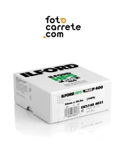 Caja de rollo de película Ilford HP5 Plus 400 de 30.5 metros.