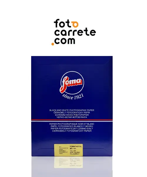 Caja de papel fotográfico blanco y negro Foma Fomapastel MG 101 tono amarillo semibrillante