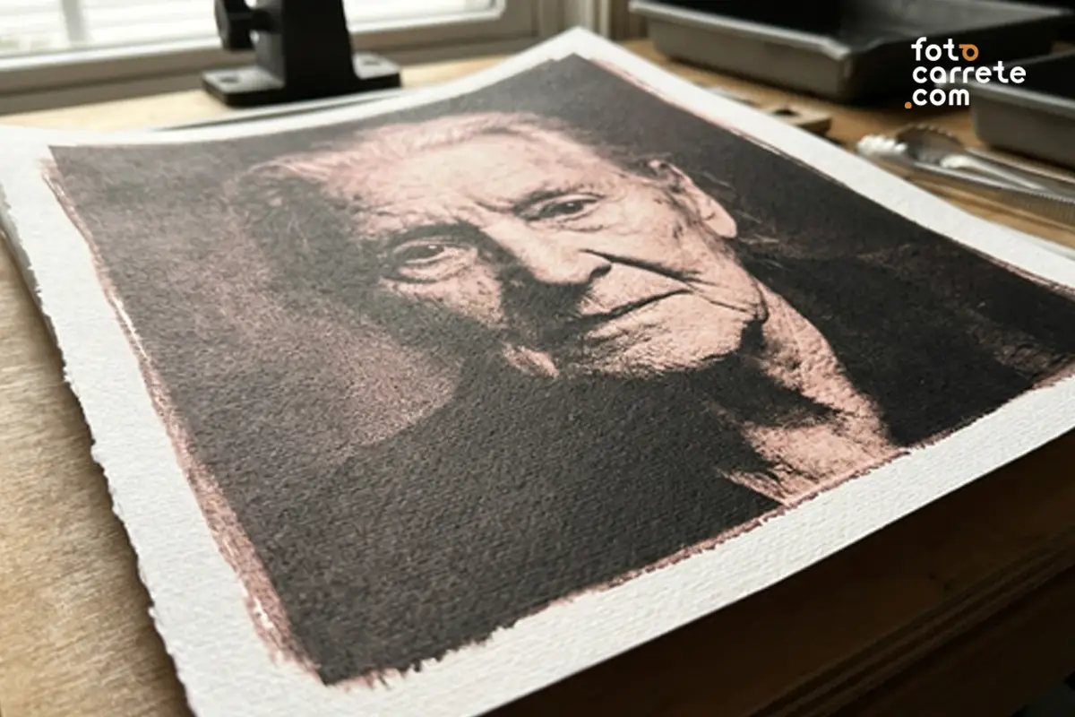 Positivado de retrato de primer plano en papel Ilford Multigrade Art 300
